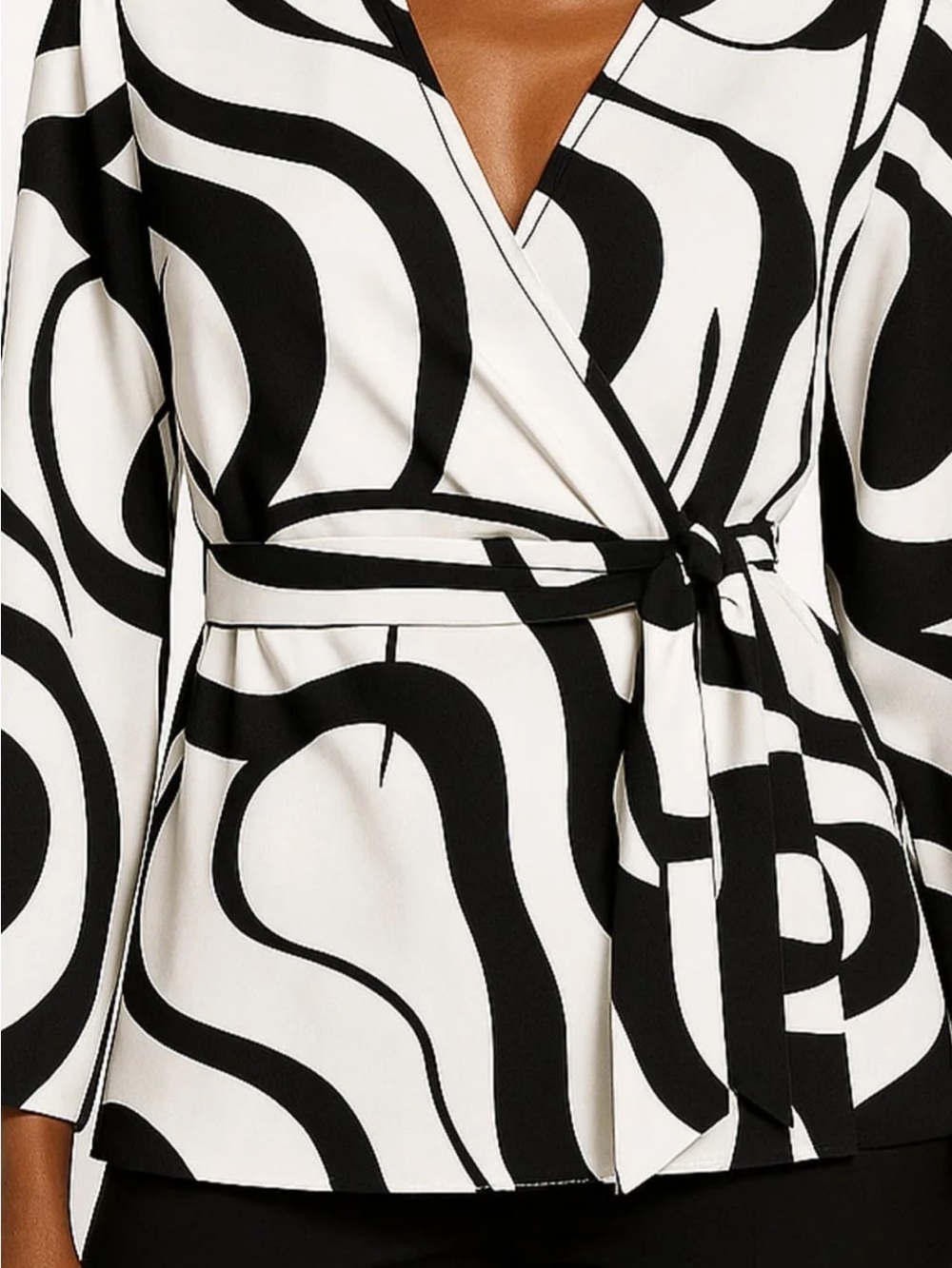 Diarrablu Black and White Wrap Tunic Top